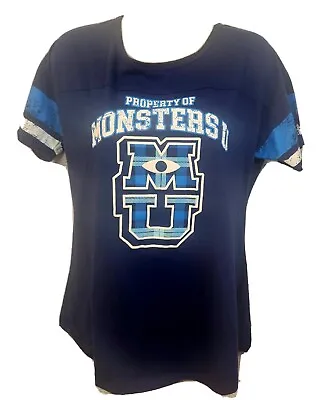 Disney's Monsters Inc T-shirt SIZE LARGE Property Of Monster U Ringed Sleeves • $15