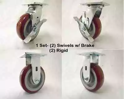 6  X 2  Swivel Caster W/ Brake Polyurethane Wheel & Rigid 720 Lbs Each Tool Box • $62