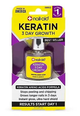 Nail-Aid Keratin 3 Day Growth Nail Treatment & Strengthener Clear 0.55 Fl Oz • $3.99