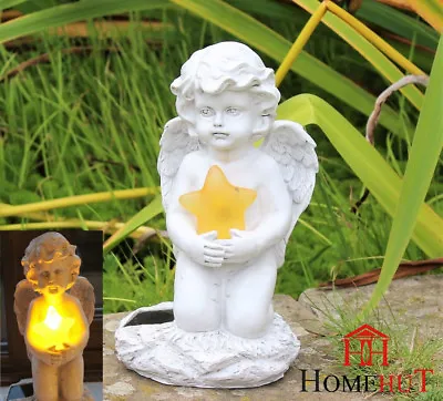 £12.95 • Buy Solar Powered Fairy Angel Star Garden Ornament Stone Concrete Figurine Statue