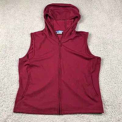 Title Nine Vest Womens M Maroon Textured Full Zip Stretch Hoodie Made In USA • $34.88