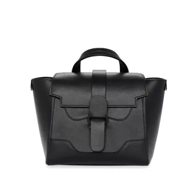 $550 • Buy Senreve Black Mini Maestra Four In One Bag Genuine Italian Leather Gold Hardware