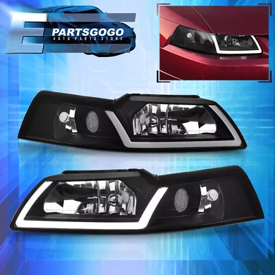 For 99-04 Ford Mustang GT SVT Cobra LED DRL Black Headlights Lamps Left+Right • $123.99