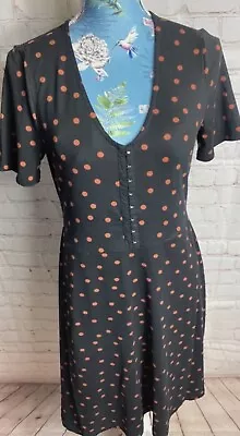 Women’s New Look Black Polka Dot Skater Dress Size 10 • $7.45