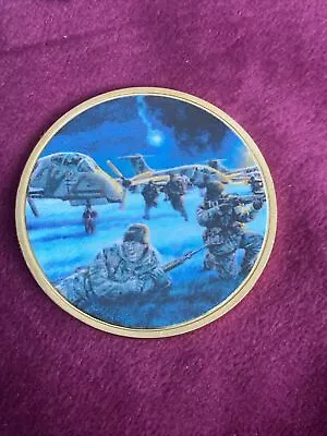 FALKLANDS WAR 45mm 24K GOLD PLATED COLOUR PROOF MEDAL- SOP RAID ON PEBBLE ISLAND • £8.99