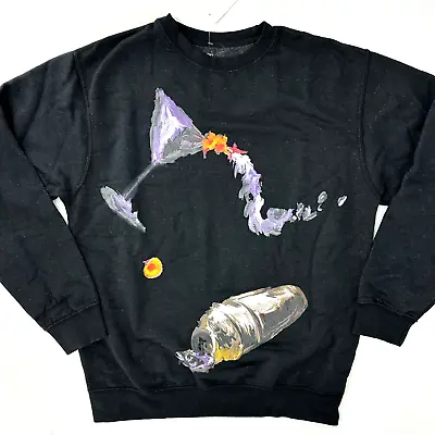 Ripple Junction Sweatshirt Mens Size Large Black Martini Cigar Art Crew NWT $69 • $44.95