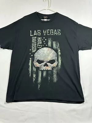 Harley Davidson Shirt Mens XL Extra Large Black Biker Punisher Skull Las Vegas • $20