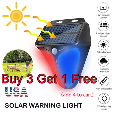 Solar Alarm LED Light Strobe Lamp Wireless Motion Sensor Detector Outdoor 129db • $10.11