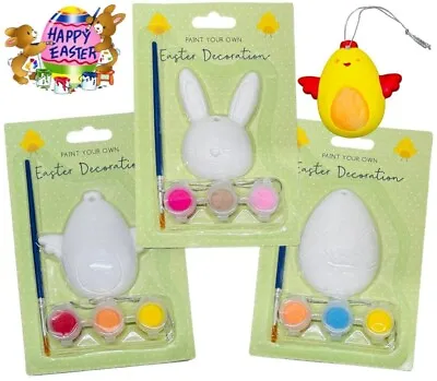 Paint Your Own Hanging Easter Decoration Kids Craft Kit Easter Egg Bunny Chick • £3.49