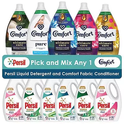 Multi Choice Persil Liquid Detergent 52W Or 34W & Comfort Fabric Conditioner 58W • £16.49