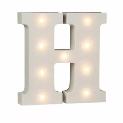 16cm Illuminated Wooden Letter H With 9 Led Sign Message Decor Light Xmas Gift • £5.95