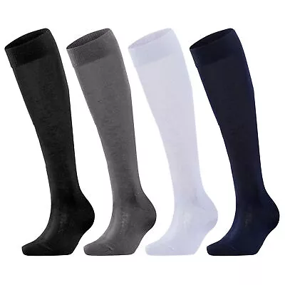 3 Pairs Girls/Women Extra Long Smooth Thigh Grip Knitted Cotton Knee High Socks • £10.30