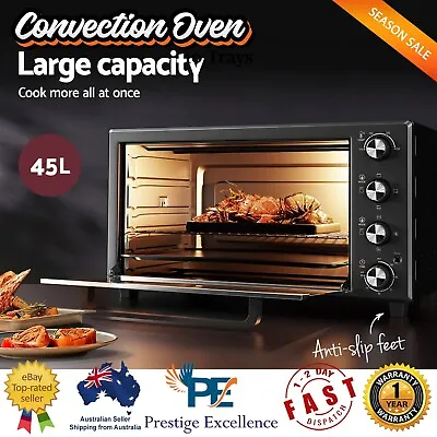 Devanti Electric Convection Oven Bake Benchtop Rotisserie Grill 45L Portable NEW • $106.44