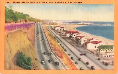 Santa Monica CA California Movie Stars Beach Homes Vintage Postcard • $6.39