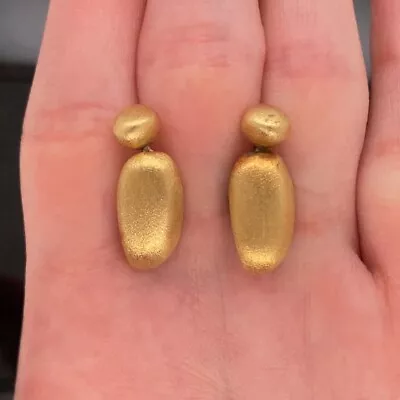 H. Stern 18k Yellow Gold Textured Golden Stones Drop Earrings Rare • $1895