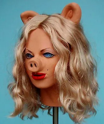 Miss Piggy Pig Mask Latex Female Pig Mask Cosplay Halloween Masks • $49.95