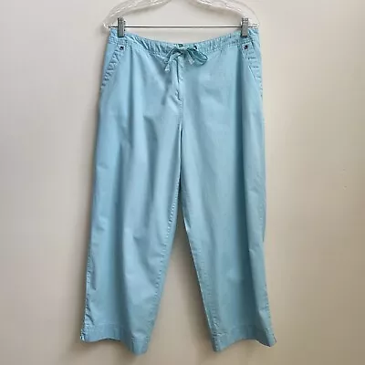 J Jill Pants Women's 12 Light Blue Straight Leg Crop Pockets Drawstring Slit • $20.98