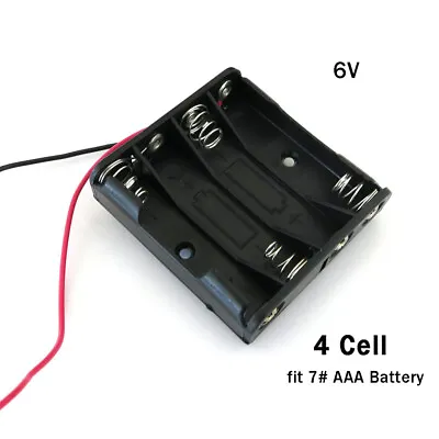£1.86 • Buy 4 Cell AAA Battery Holder Box Case Open 6V With 15cm Connector Wire Black