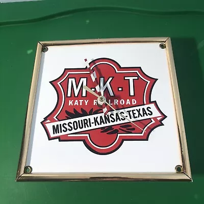 M.K.T. KATY RAILROAD Porcelain Sign/ Clock MISSOURI KANSAS TEXAS 8  X 8  • $34.99