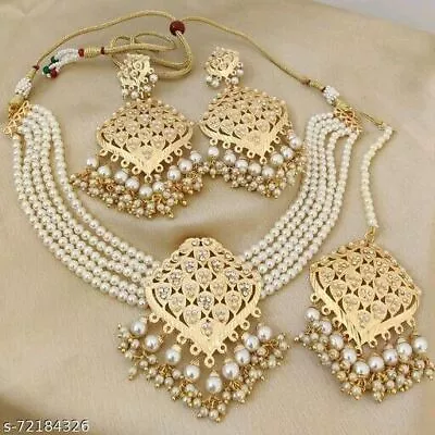 Indian Bollywood Gold Plated Kundan Choker Bridal Necklace Earrings Jewelry Set • $36.37