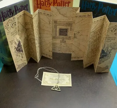 Harry Potter Marauder's Map With Deathly Hallow Necklace  • $10.56