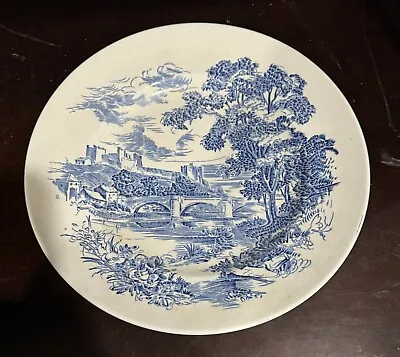 Vintage Blue Countryside Scene Wedgewood Co China England 10  Luncheon Plate • $19