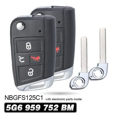 $71.46 • Buy 2x Remote Key Fob For Volkswagen Jetta Tiguan Golf GTI NBGFS125C1 5G6 959 752 BM