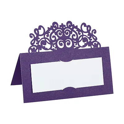 Table Name Place Cards25Pcs Hollow Lace Cut Design Seat Blank Card Purple • £7.67