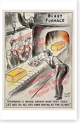 $17.99 • Buy WWII Rosie The Riveter Baking In Blast Furnace Home Front Cartoon Poster