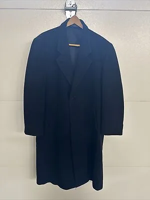 Ron Chereskin Long Cashmere Blend Coat Overcoat Size 44 R Black Italian Fabric • $37.88