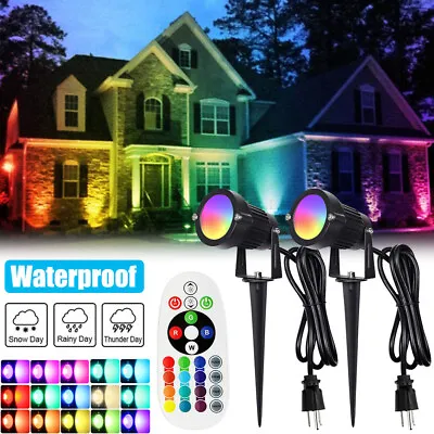 4Pcs Garden RGB LED Spotlights Remote Colour Changing Path Spike Stake Lights UK • £51.83