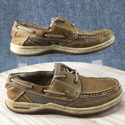 Margaritaville Shoes Mens 8.5 Anchor Lace Up Casual Two Eye Boat Brown Leather • $17.59