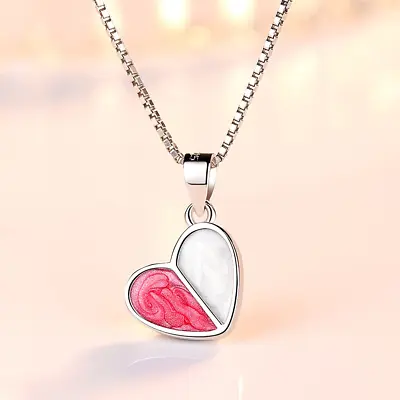 925 Sterling Silver Heart Pendant Chain Necklace Stud Earrings Womens Jewellery • £3.47