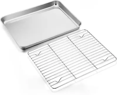 Cookie Sheet With Rack Set Half Sheet Baking Pan For Oven Cooking 18?X13? Stai • $24.32