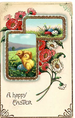 Postcard Vintage Easter Chicks Easter Eggs Flowers Flowers C1912 -9078 • $2.01