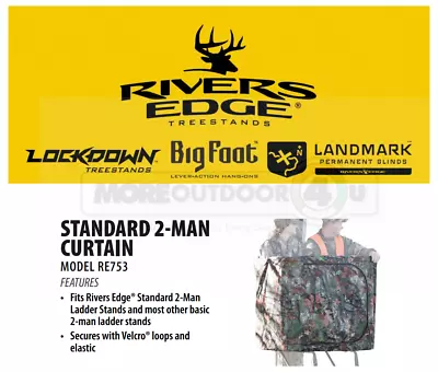 RE753 Rivers Edge Standard 2 Person Tree Stand Ladder Stand Curtain OPEN BOX • $30