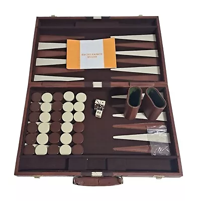 Vintage Backgammon Bakelite Set Board Game Chocolate Brown White Dice Game Case • $42.99