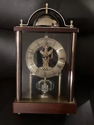 Vintage Citizen Quartz Gold Tone Skeleton Mantle Desk Clock Bell Top Rare • $23