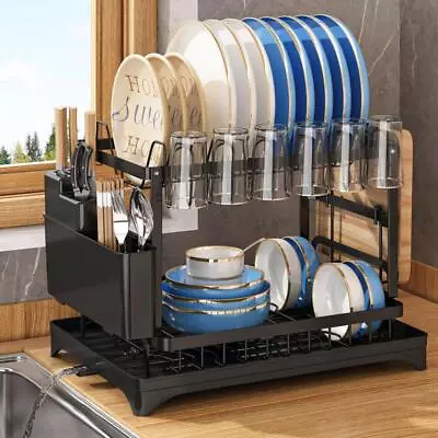 2-tier Dish Drying Rack1 Piece Dish Drying Organiser With Drainboard • $38.40