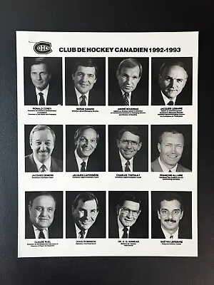 1992-93 Montreal Canadiens Roster Of Coaches & Board Members Type 1 8x10 Photo • $10