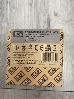 LAP Screwless Flat Plate 400v Double Dimmer Switch - 2 Way Push On/off • £9.99