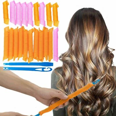 £9.99 • Buy Set Of 20 Magic Long Hair Curlers No Heat Wave Spiral Rollers Styling Tool +Hook