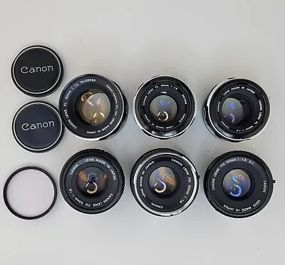 6x Untested Unchecked Unconfirmed Vintage Canon FD FL 50mm Camera Lens BL284 • $449