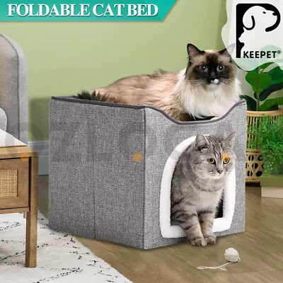 Pet Cat Calming Bed Nest Scratching Board Hideaway Interactive Cave Mat Foldable • $18.99