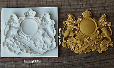 Vintage Crest Lion Silicone Mold Food Safe Fondant Clay FAST Free Shipping • $15.99