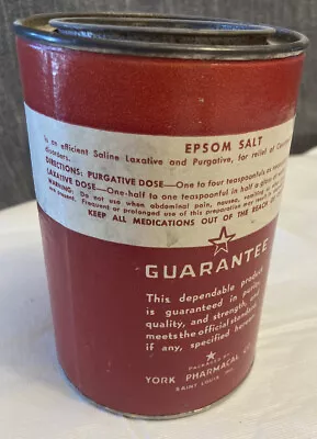 Antique Epsom Salt 🧂 Container - York Pharmacal Co. Vivid Red Color • $3.50