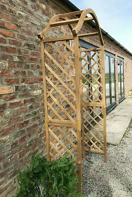 Wooden Arch Garden Wood Archway Support Timber Entrance Tan Arbour • £21