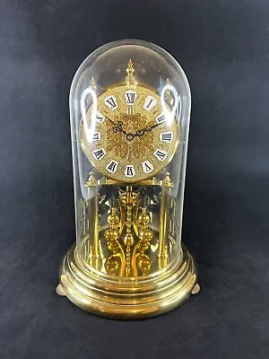 Antique Large 400 Day Anniversary Mantel Clock Plastic Dome Brass Made W.Germany • £80