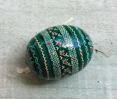 Home Decor Vintage Hand Painted Wood Green Celebration Decorative Easter Egg • $26.99