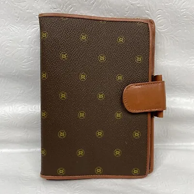 Adrienne Vittadini Brown Signature Logo Faux Leather Snap Closure 6 Ring Planner • $19.99